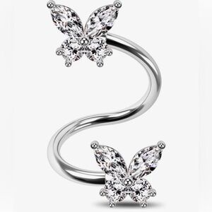 JEWSEEN NWT 16g Butterfly Twisted Cartilage Barbell Piercing